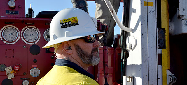 worker wearing a helmet